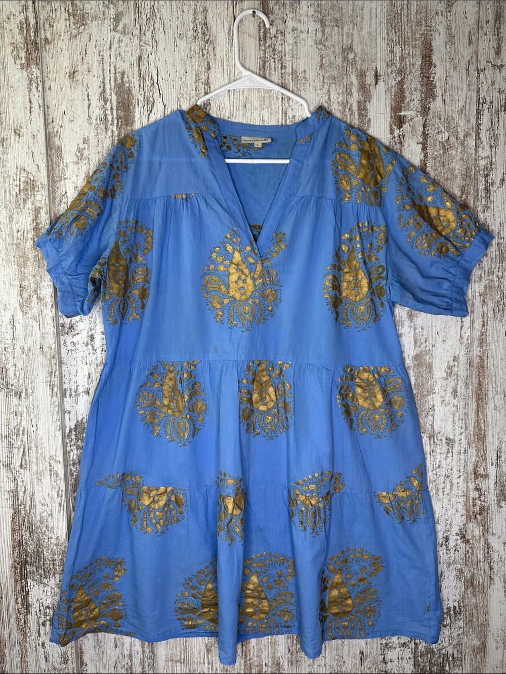 Fitzroy & Willa Tiered Mini Dress Puff Sleeve Women’s Sz L